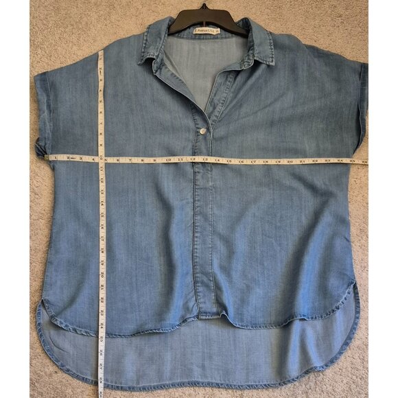 Z Avenue Blue Chambray Look Dolman Sleeve Tencel Tunic Top XL EUC - Picture 4 of 6